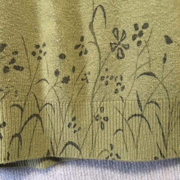 Cardigan sweater floral print at border green Sag Harbor Sm Button up EUC - Picture 4 of 10